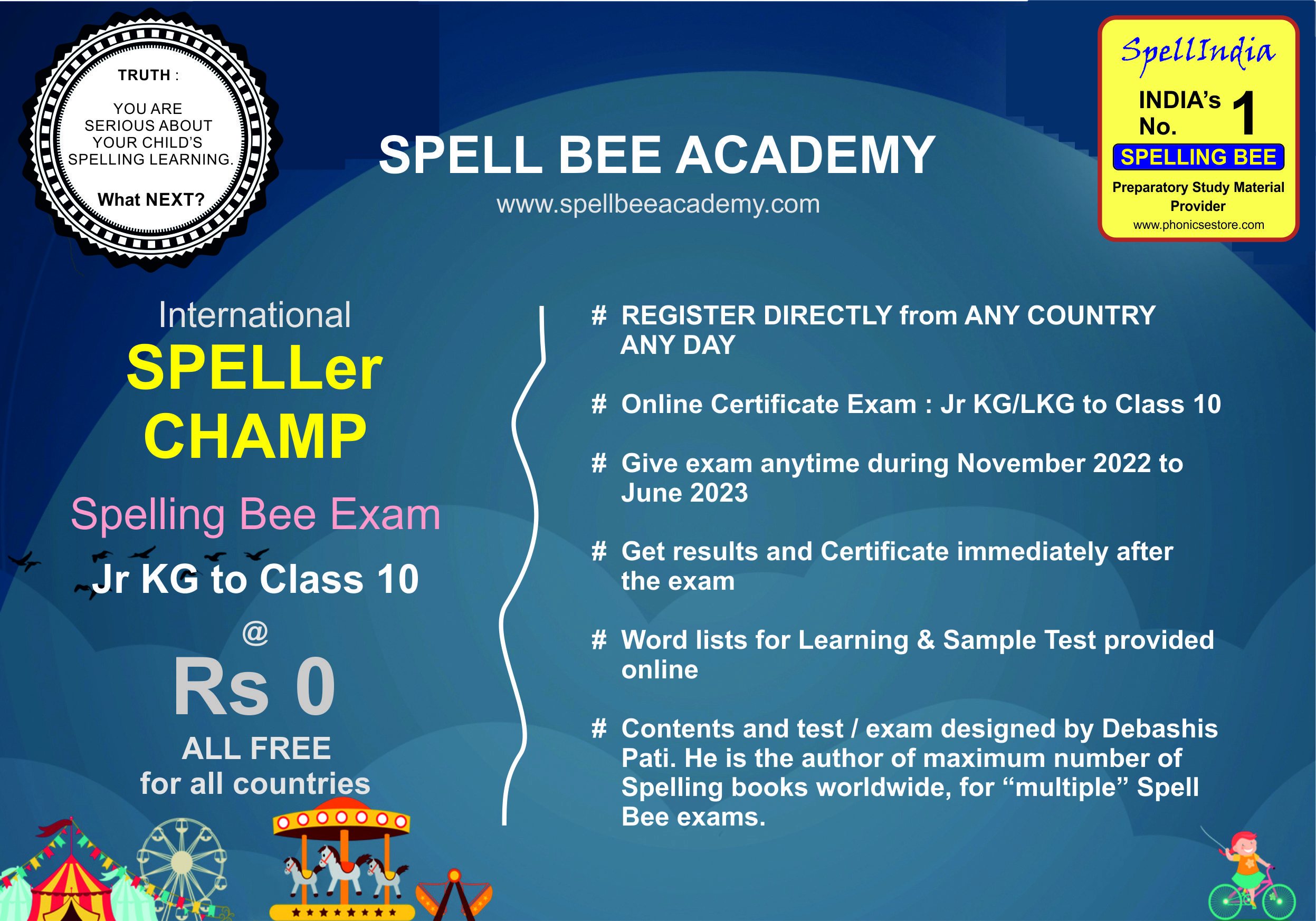 Senior KG / UKG Spell Bee Competition Spelling exam for Sr KG
